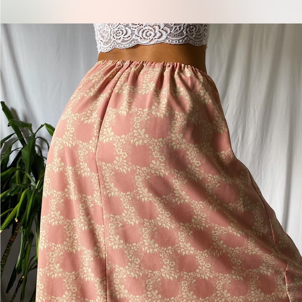 Leslie Fay Pink Smocked A-Line Maxi Skirt